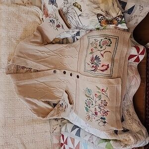 IVKO Wool long ivory Embroidered sweater coat